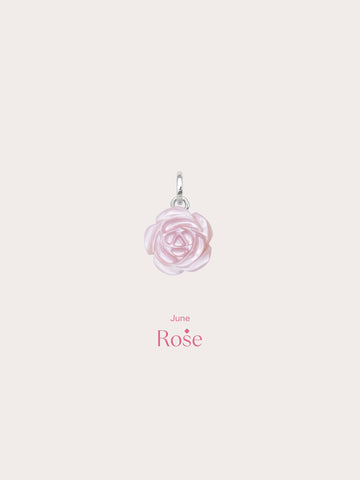 Carved Pink Rose Charm S925 Silver Rhodium (3) – Mondays Made Flower & Birthstone Jewelry Singapore