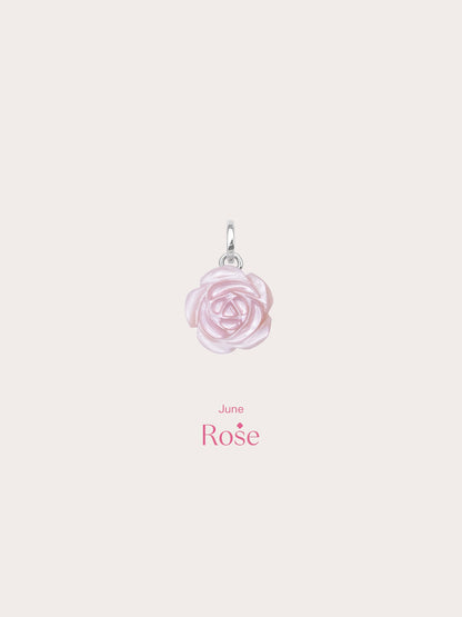 Carved Pink Rose Charm S925 Silver Rhodium (3) – Mondays Made Flower & Birthstone Jewelry Singapore
