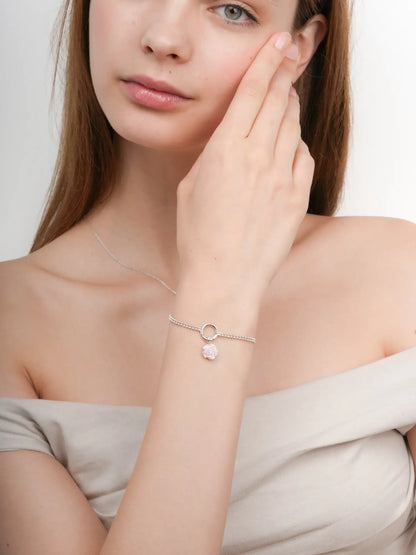 Carved Pink Rose Charm S925 Silver Rhodium (2) – Mondays Made Flower & Birthstone Jewelry Singapore