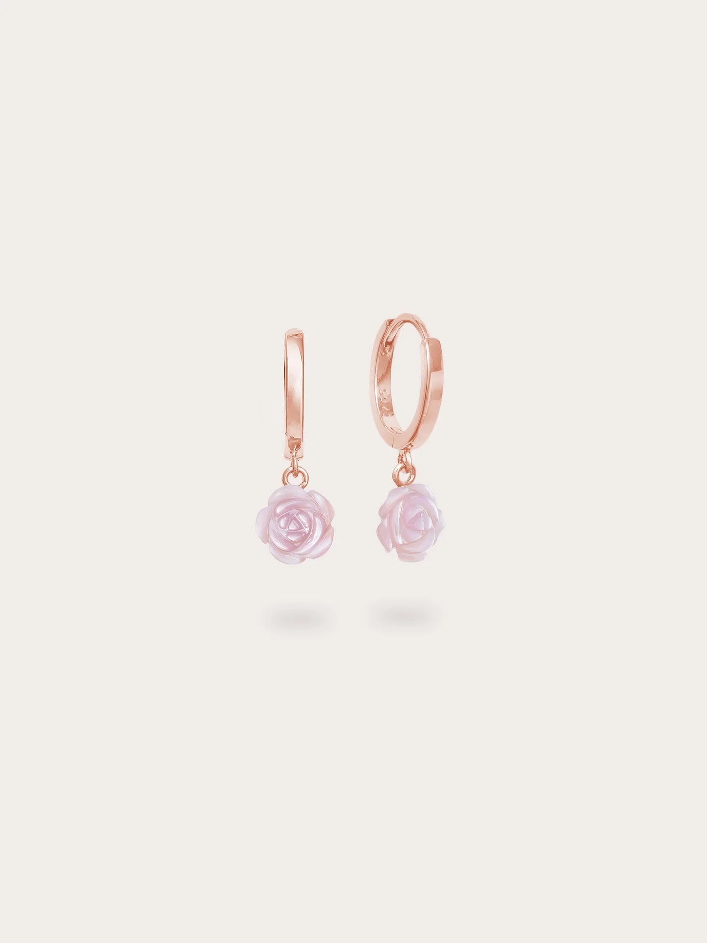 Carved Pink Rose Necklace and Earrings Set