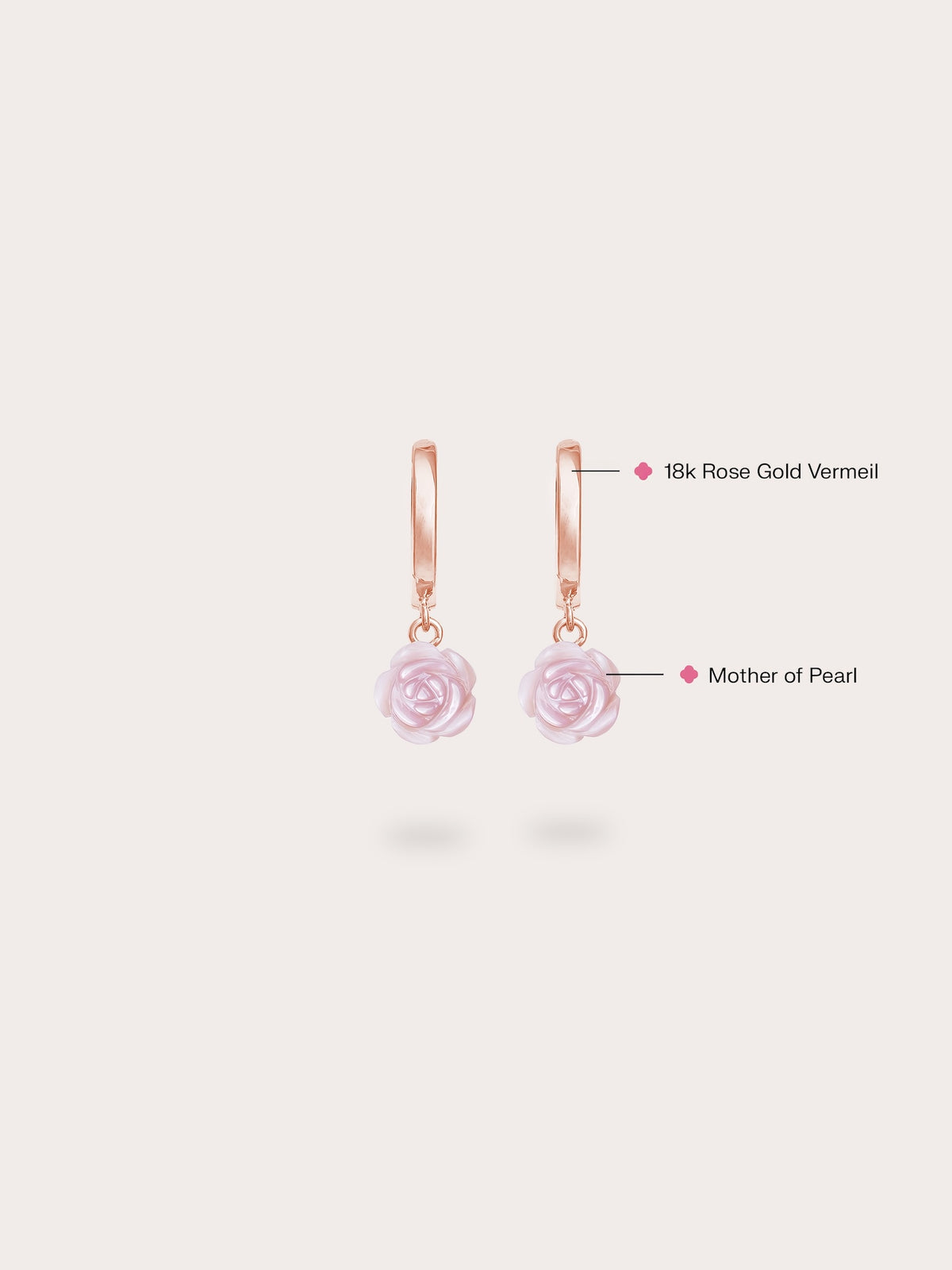 Carved Pink Rose Huggie Earrings 18K Rose Gold (1) – Mondays Made Flower & Birthstone Jewelry Singapore