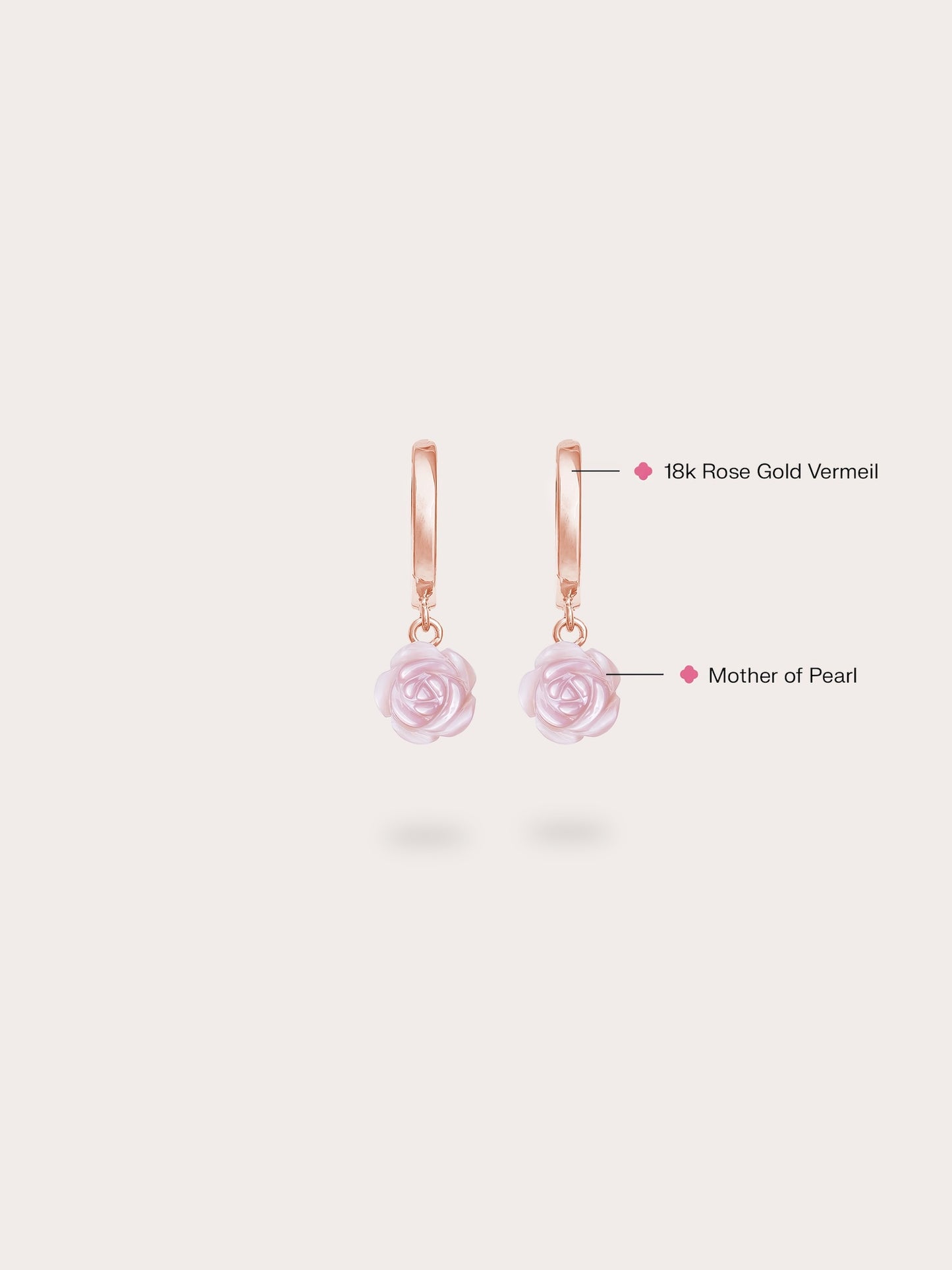 Carved Pink Rose Huggie Earrings