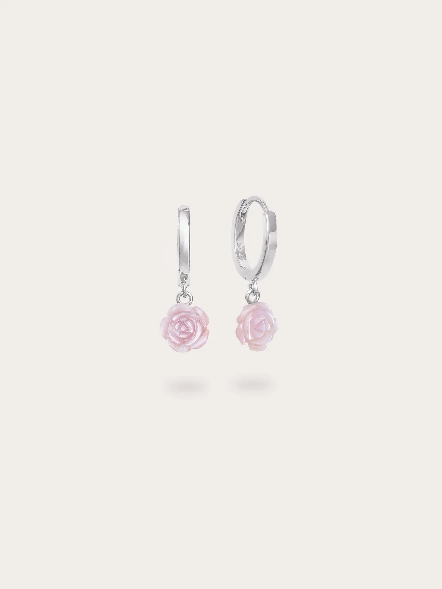 Carved Pink Rose Necklace and Earrings Set