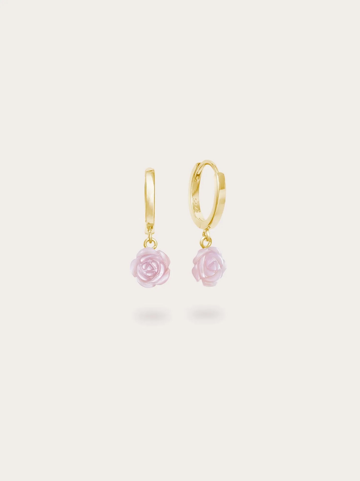 Carved Pink Rose Necklace and Earrings Set