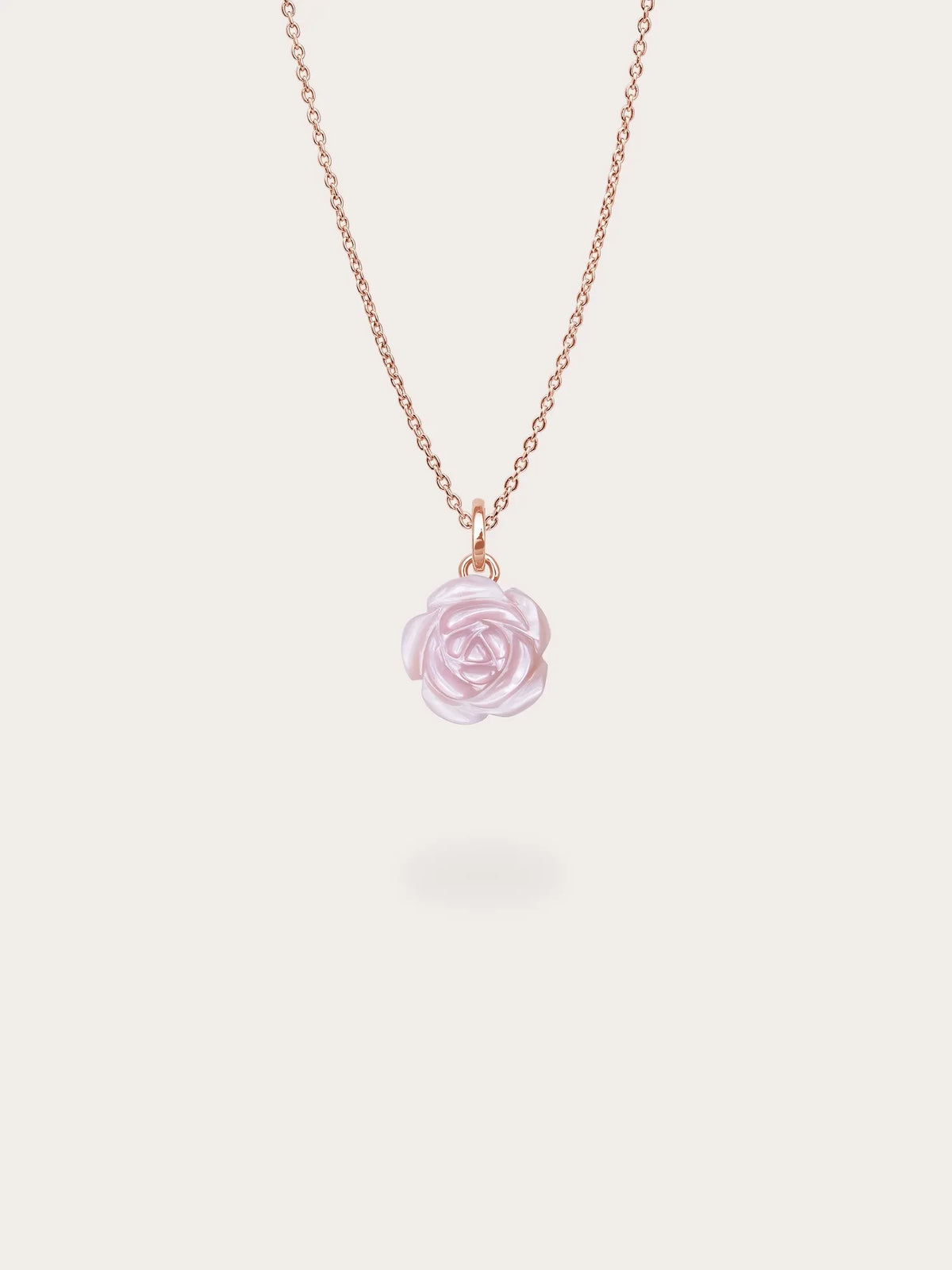 Carved Pink Rose Necklace and Earrings Set