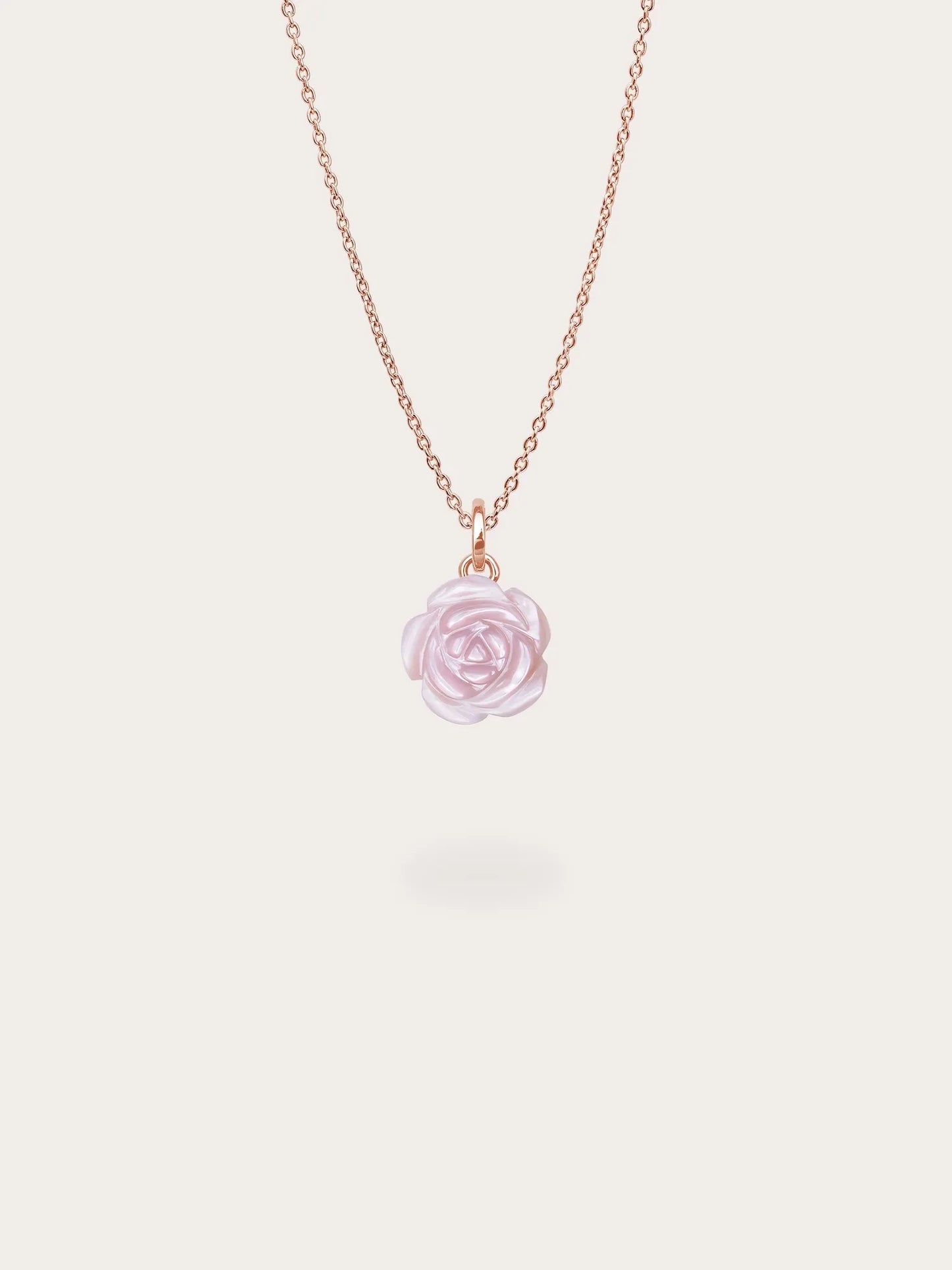 Carved Pink Rose Necklace and Earrings Set