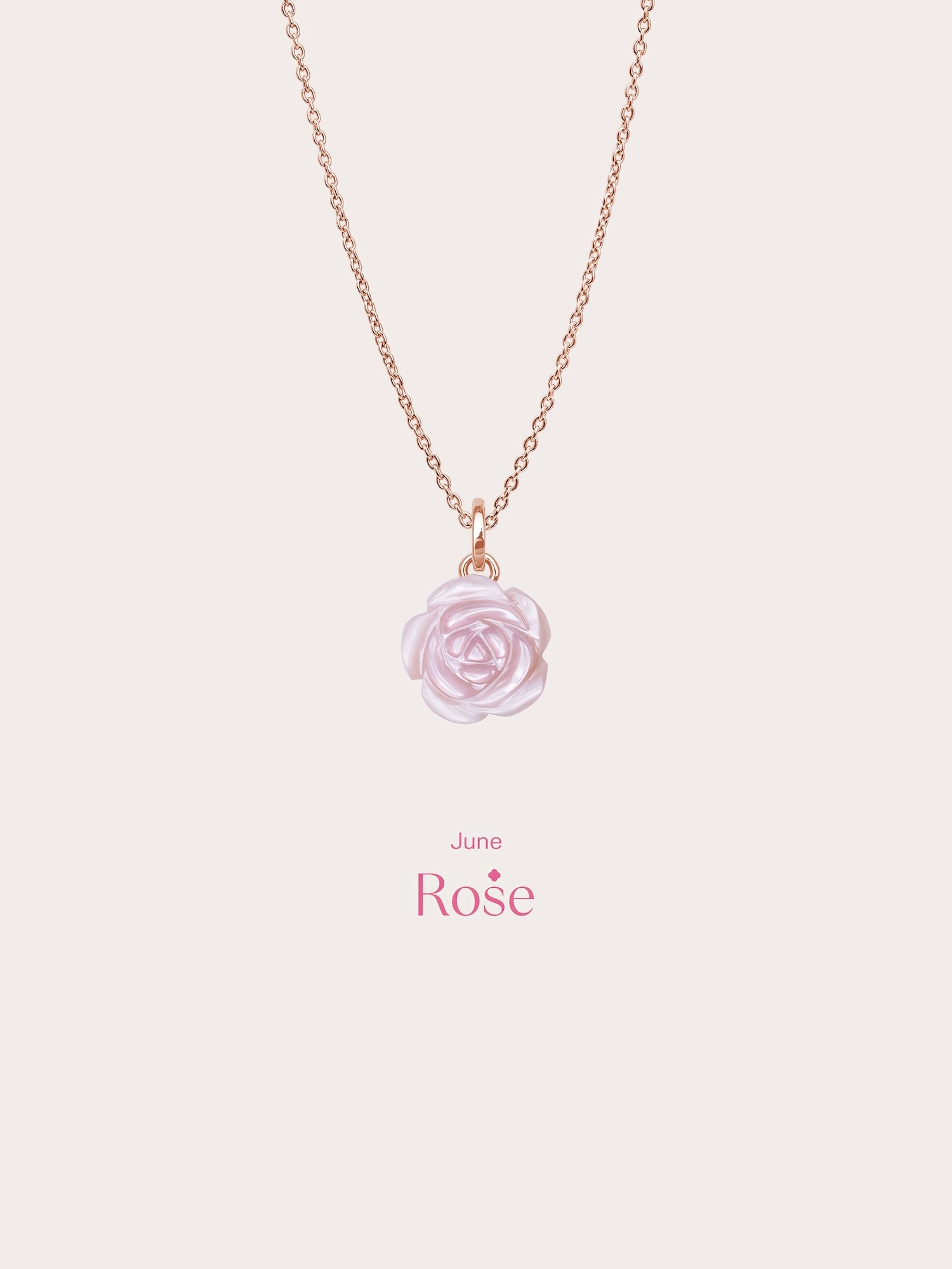 Carved Pink Rose Necklace in 18k Rose Gold Vermeil from Mondays Made