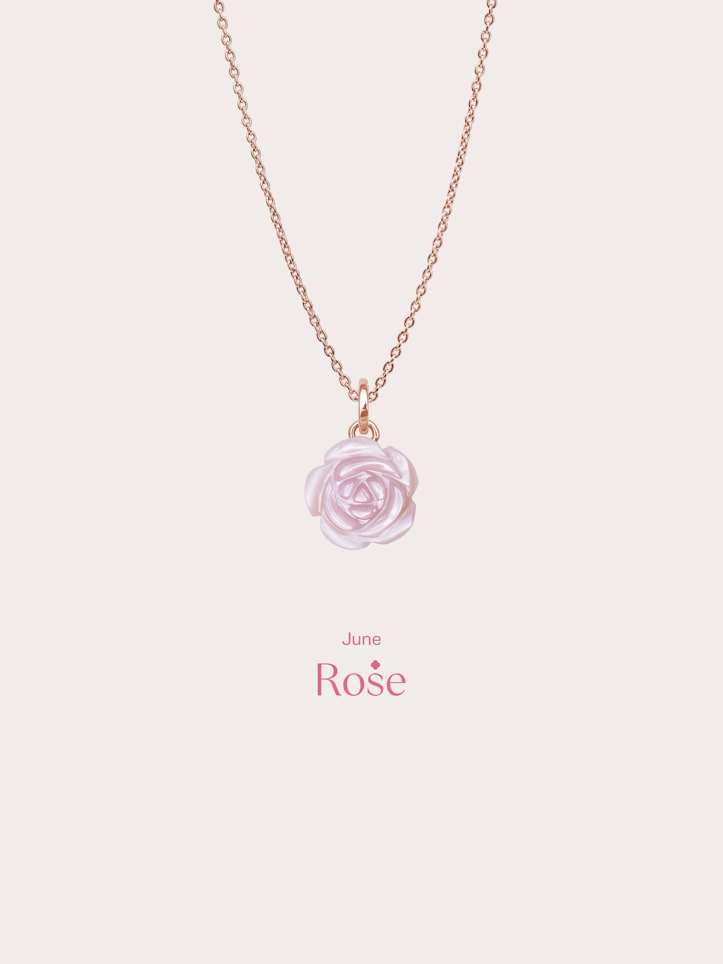 Carved Pink Rose Necklace