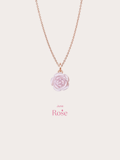 Carved Pink Rose Necklace 18K Rose Gold (5) – Mondays Made Flower & Birthstone Jewelry Singapore