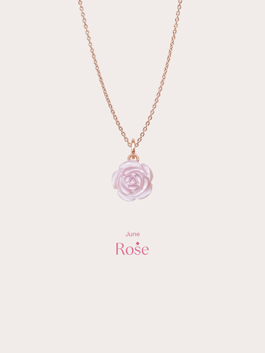 Carved Pink Rose Necklace 18K Rose Gold (5) – Mondays Made Flower & Birthstone Jewelry Singapore