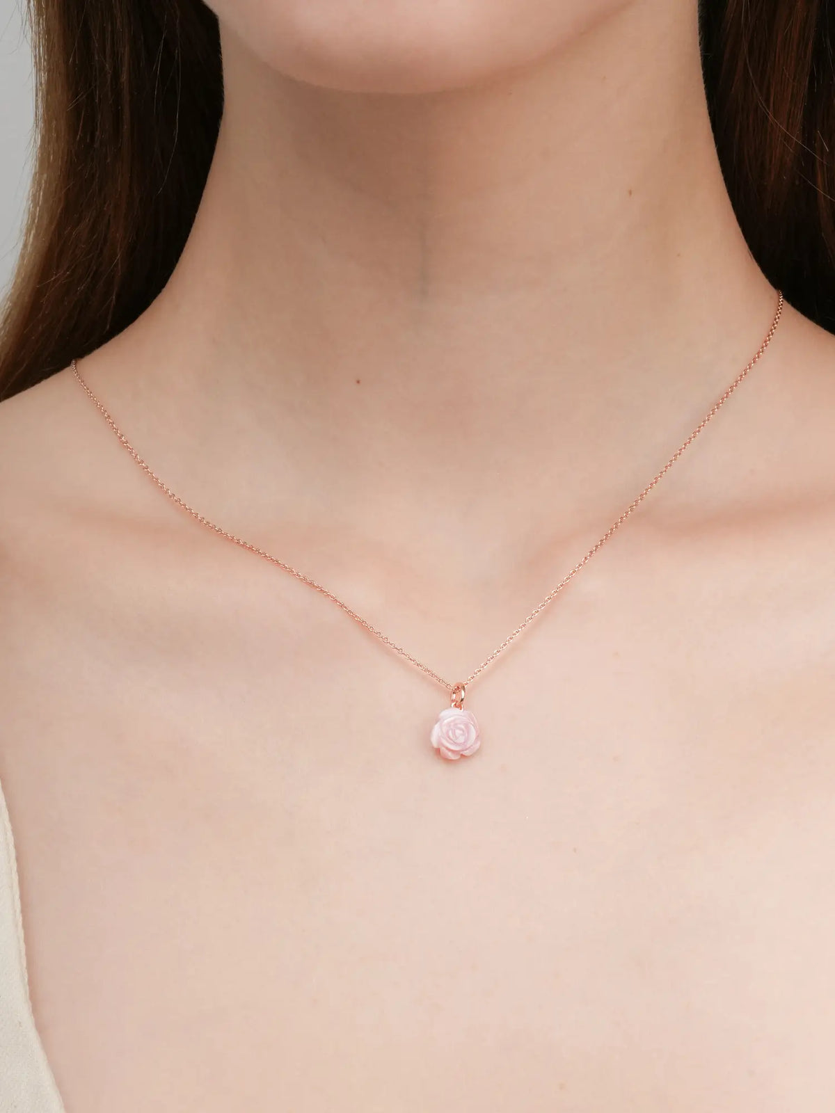 Carved Pink Rose Necklace 18K Rose Gold (3) – Mondays Made Flower & Birthstone Jewelry Singapore