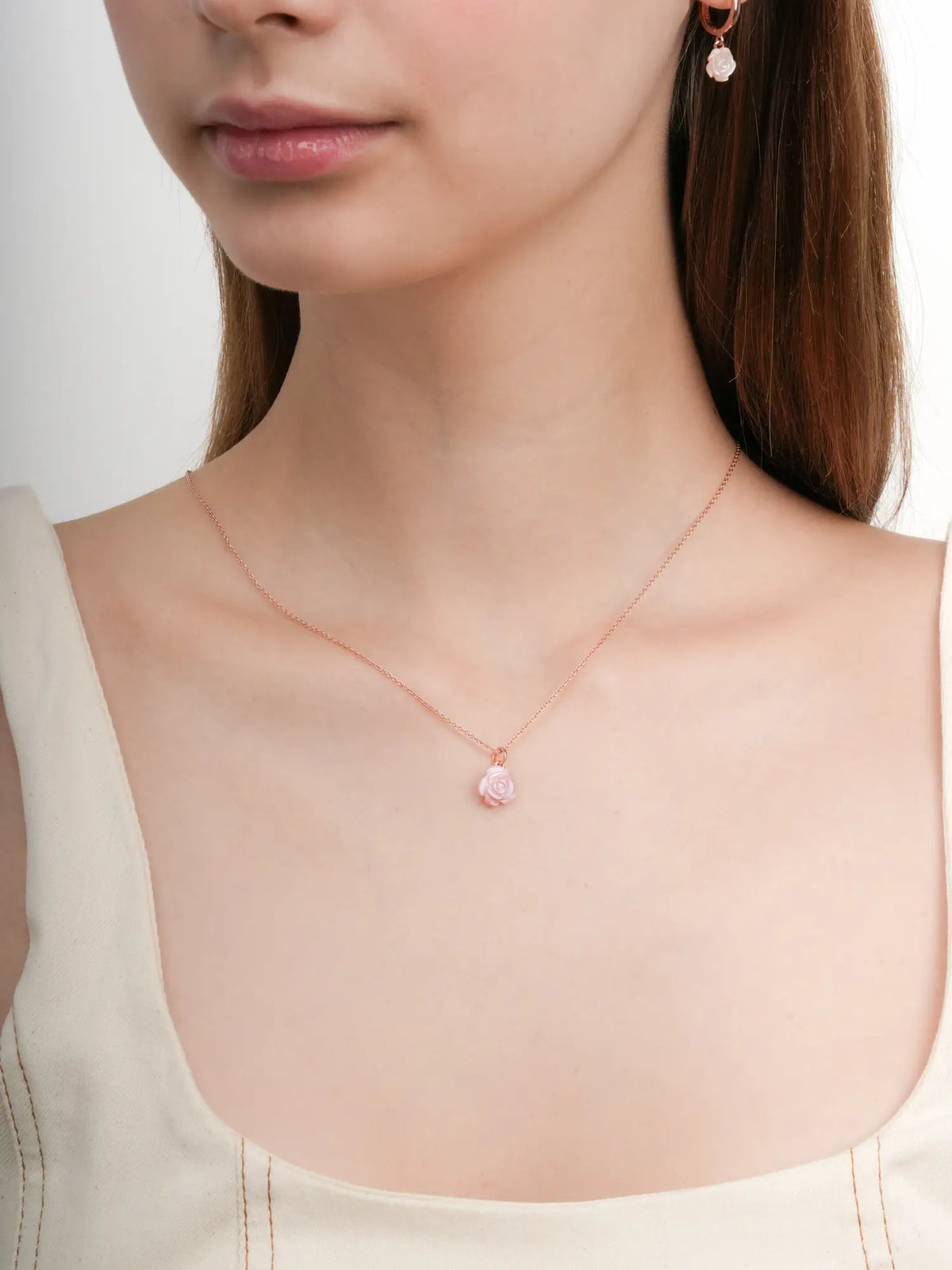 Carved Pink Rose Necklace 18K Rose Gold (4) – Mondays Made Flower & Birthstone Jewelry Singapore
