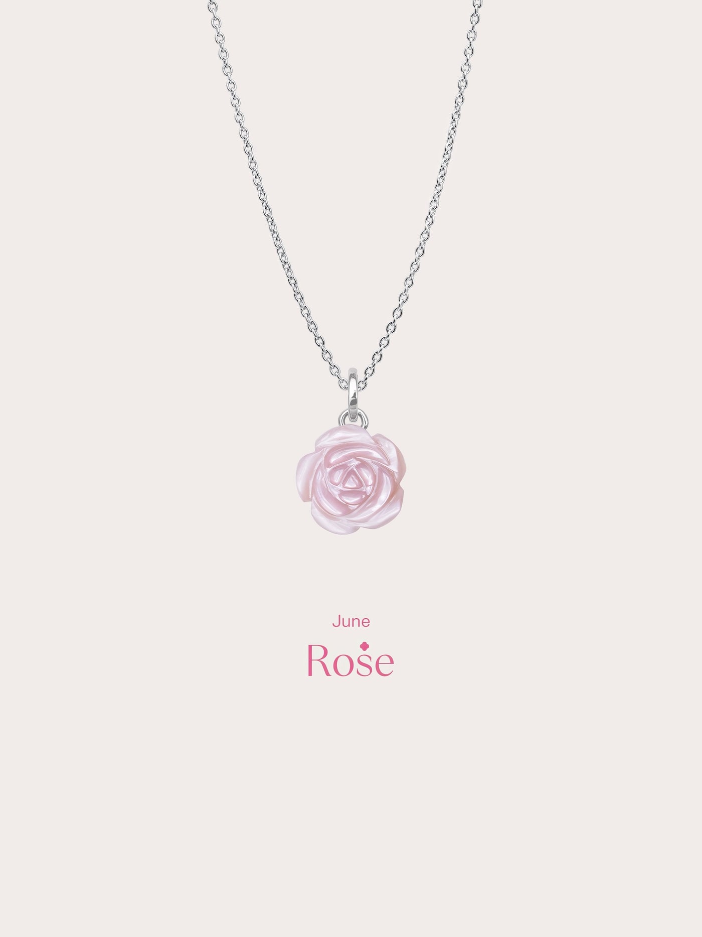 Carved Pink Rose Necklace S925 Silver Rhodium (5) – Mondays Made Flower & Birthstone Jewelry Singapore