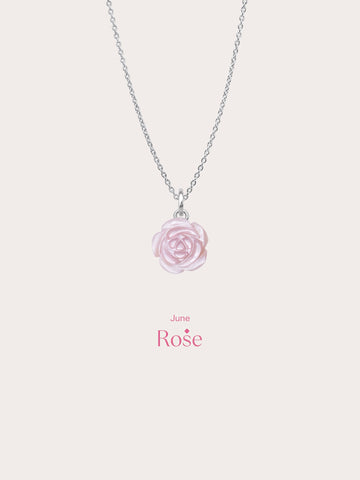 Carved Pink Rose Necklace S925 Silver Rhodium (5) – Mondays Made Flower & Birthstone Jewelry Singapore