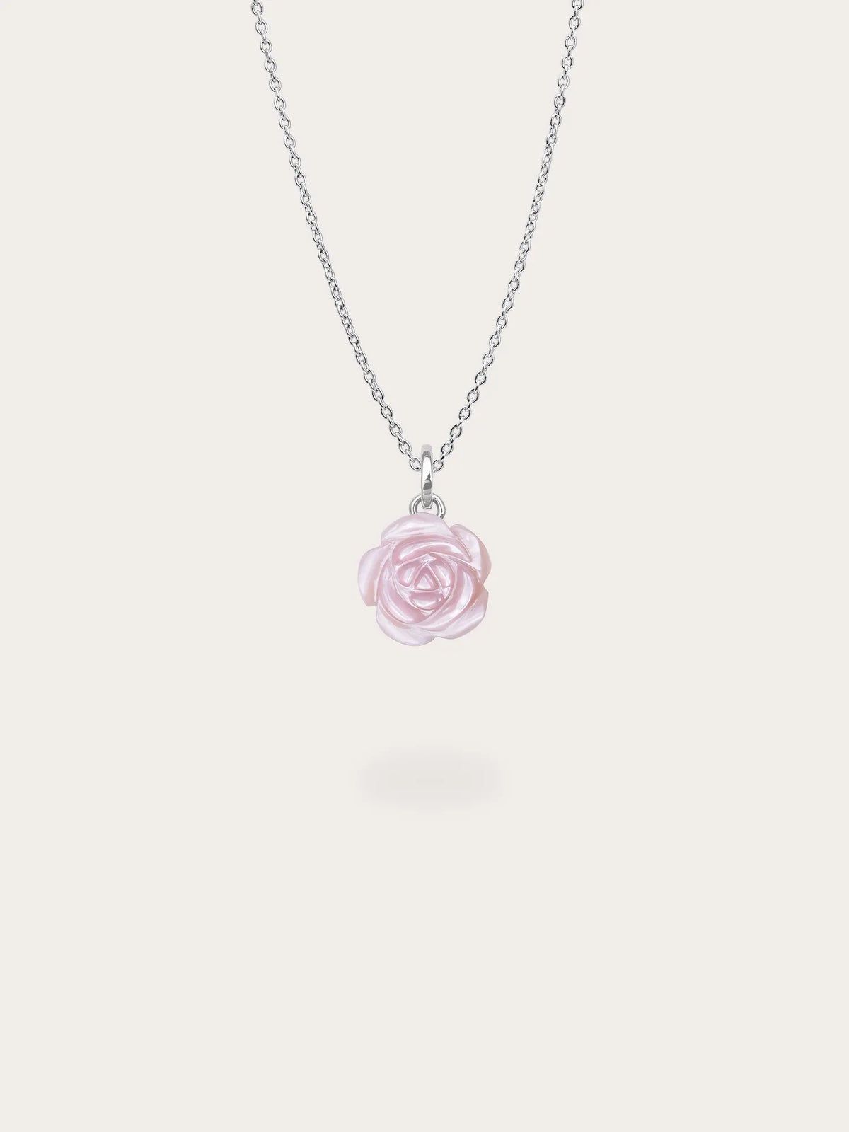 Carved Pink Rose Necklace and Earrings Set