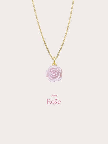 Carved Pink Rose Necklace 18K Gold (4) – Mondays Made Flower & Birthstone Jewelry Singapore