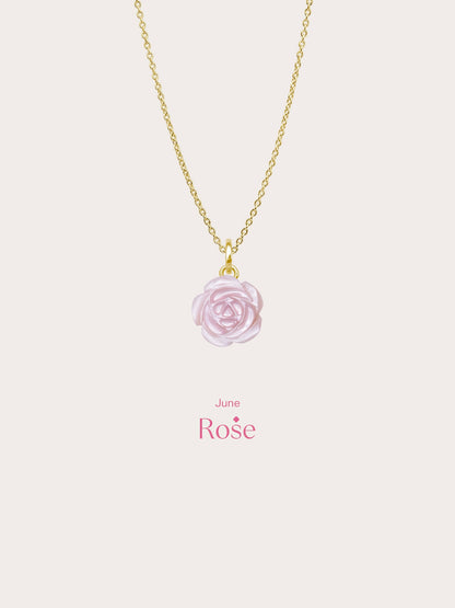 Carved Pink Rose Necklace 18K Gold (4) – Mondays Made Flower & Birthstone Jewelry Singapore