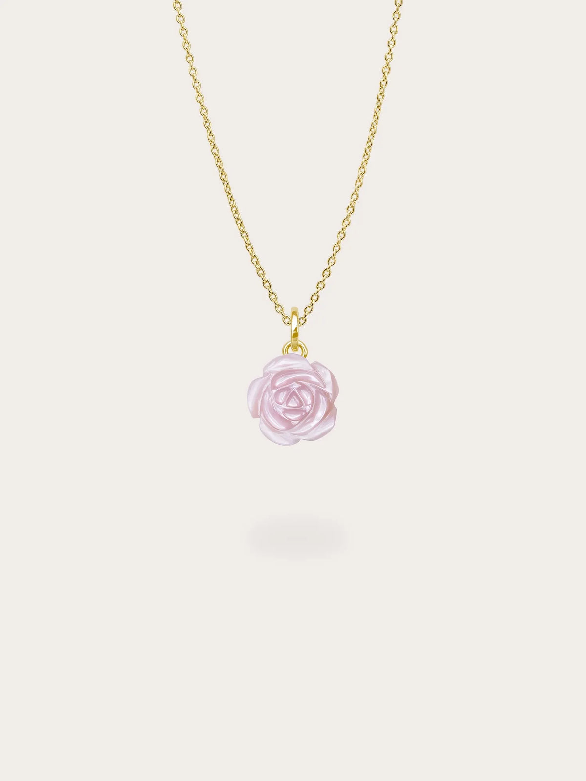 Carved Pink Rose Necklace and Earrings Set
