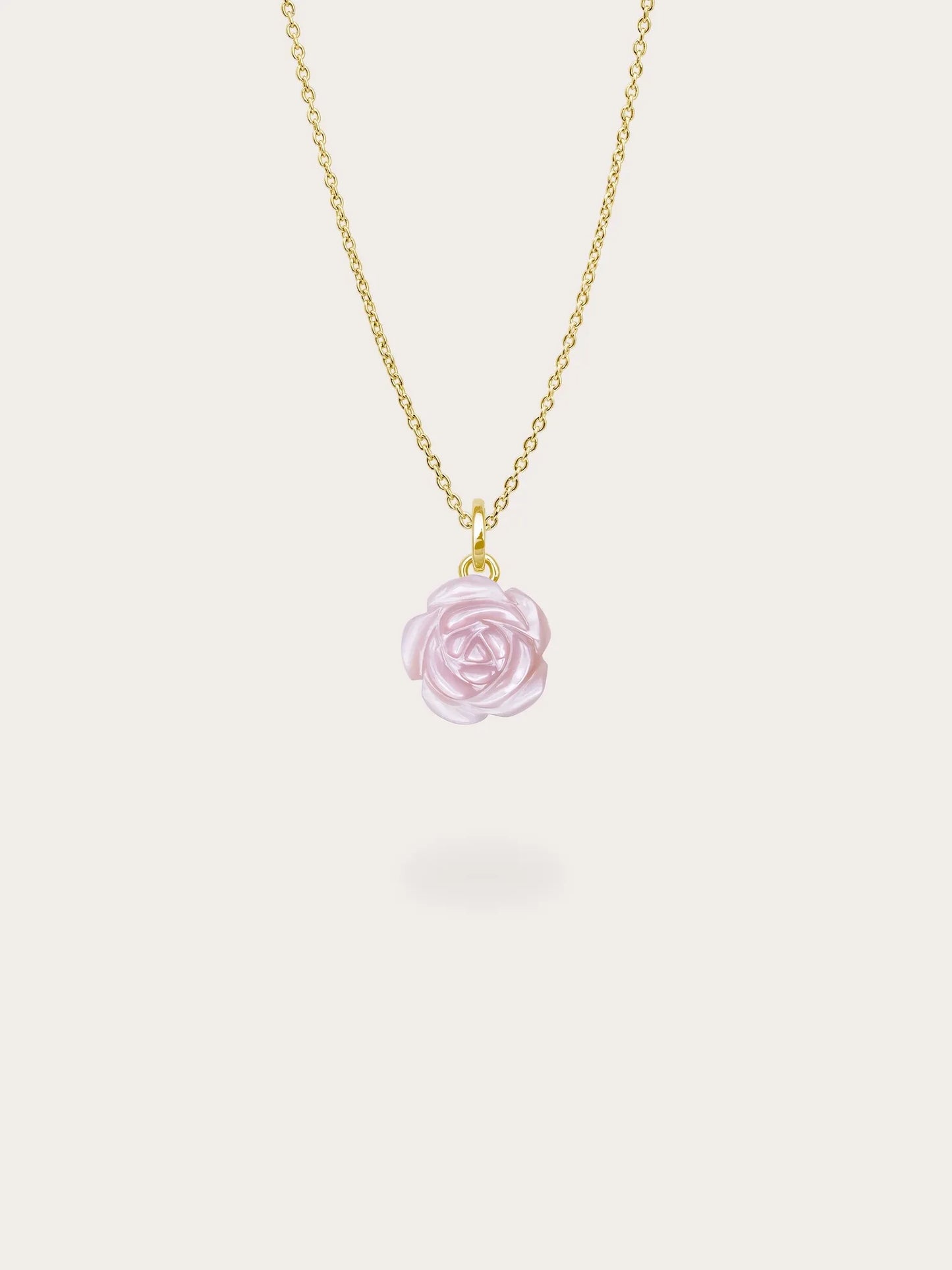 Carved Pink Rose Necklace and Earrings Set