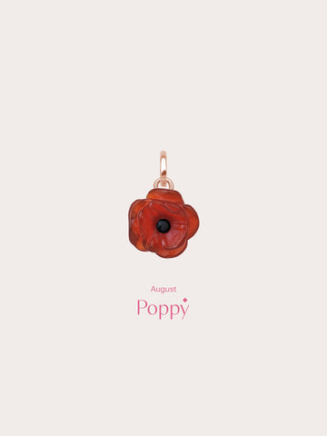 Carved Poppy Charm 18K Rose Gold (4) – Mondays Made Flower & Birthstone Jewelry Singapore