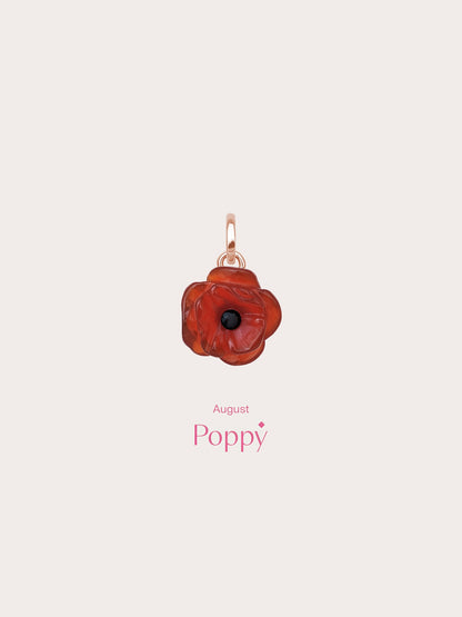 Carved Poppy Charm 18K Rose Gold (4) – Mondays Made Flower & Birthstone Jewelry Singapore