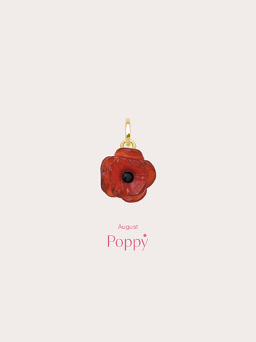 Carved Poppy Charm 18K Gold (4) – Mondays Made Flower & Birthstone Jewelry Singapore