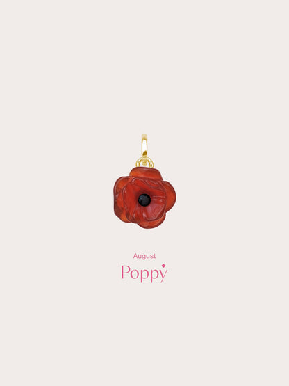 Carved Poppy Charm 18K Gold (4) – Mondays Made Flower & Birthstone Jewelry Singapore