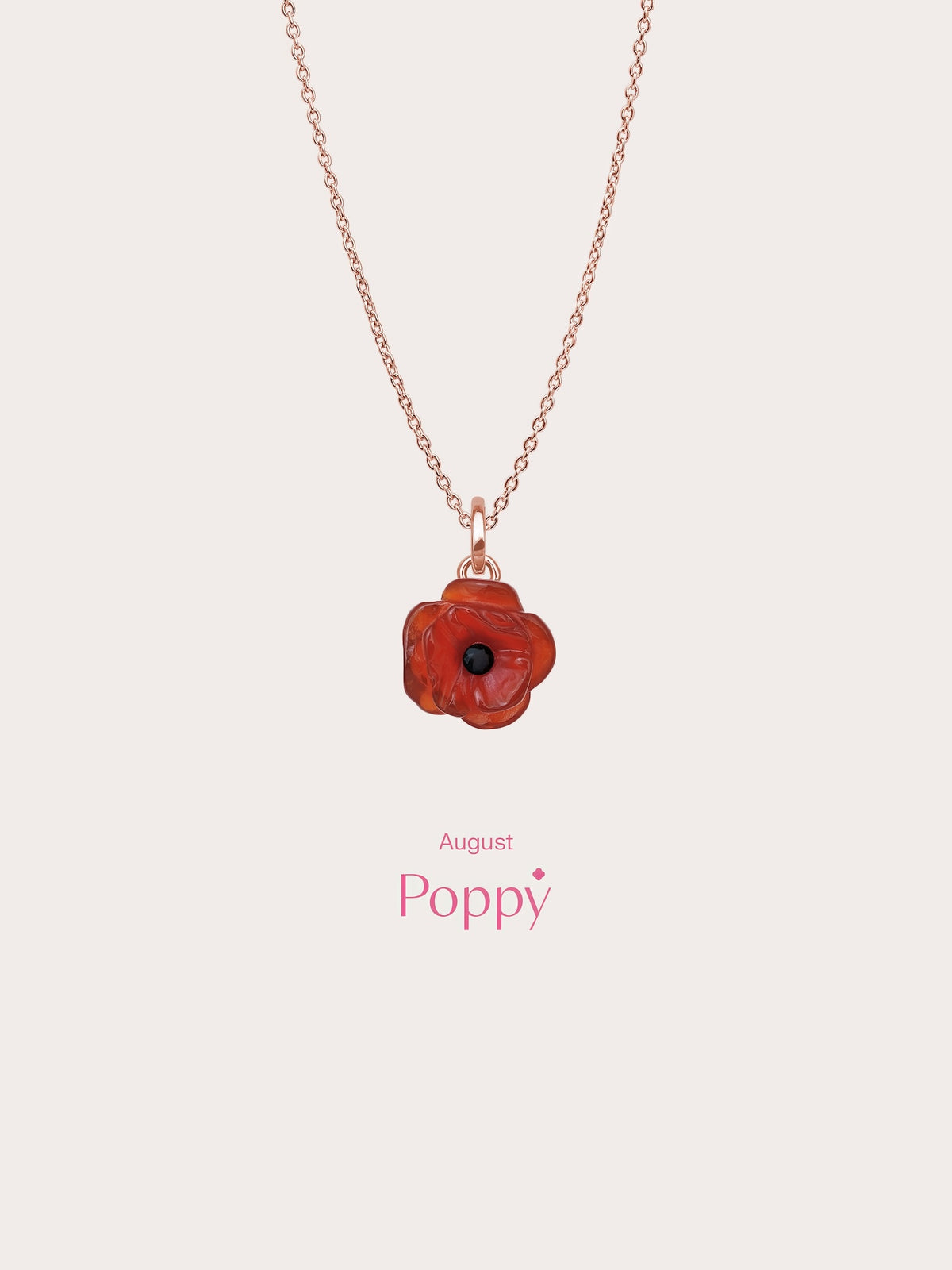 Carved Poppy Necklace 18K Rose Gold (5) – Mondays Made Flower & Birthstone Jewelry Singapore