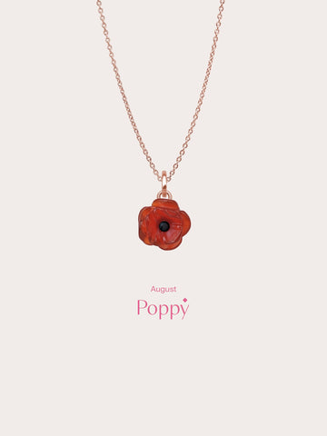 Carved Poppy Necklace 18K Rose Gold (5) – Mondays Made Flower & Birthstone Jewelry Singapore