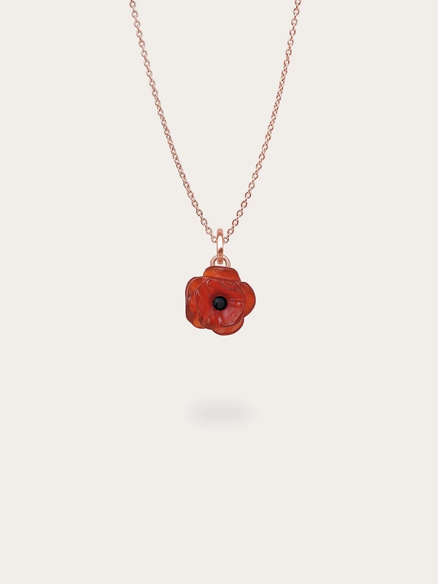 Carved Poppy Necklace and Earrings Set