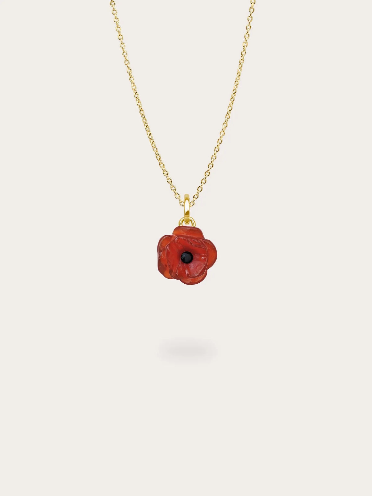 Carved Poppy Necklace and Earrings Set