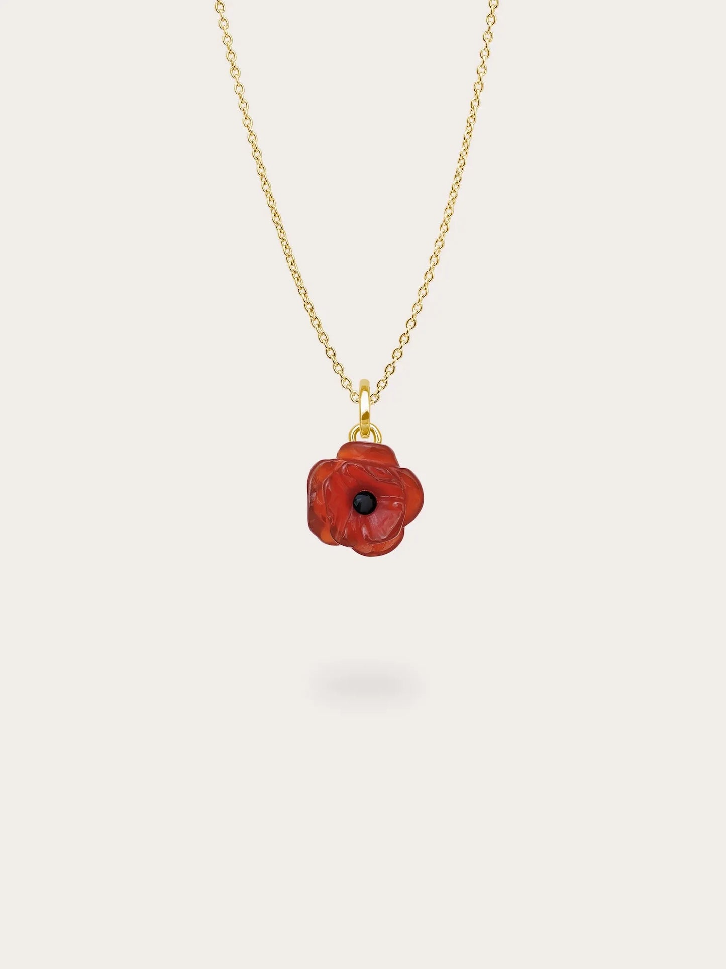 Carved Poppy Necklace and Earrings Set