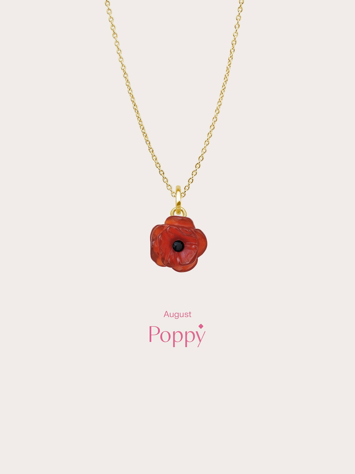 Carved Poppy Necklace 18K Gold (5) – Mondays Made Flower & Birthstone Jewelry Singapore