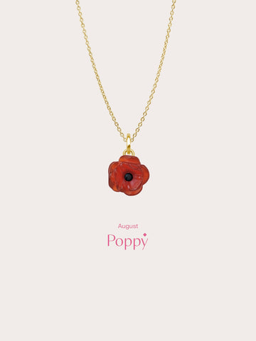 Carved Poppy Necklace 18K Gold (5) – Mondays Made Flower & Birthstone Jewelry Singapore