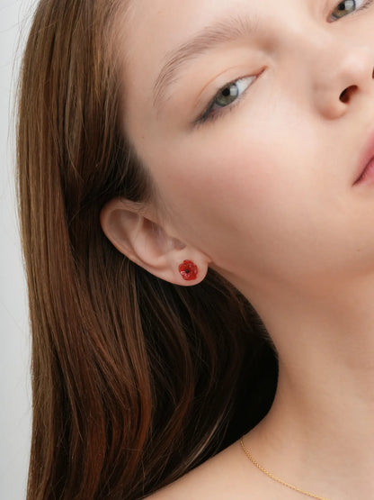 Carved Poppy Stud Earrings (7) – Mondays Made Flower & Birthstone Jewelry Singapore