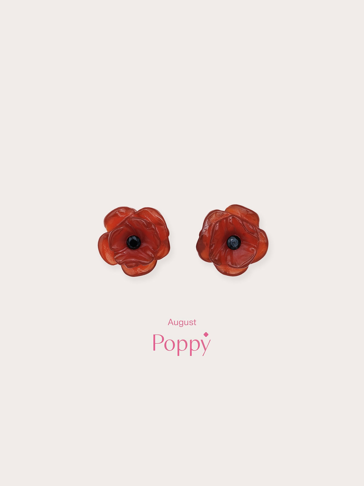 Carved Poppy Stud Earrings 18K Rose Gold (2) – Mondays Made Flower & Birthstone Jewelry Singapore