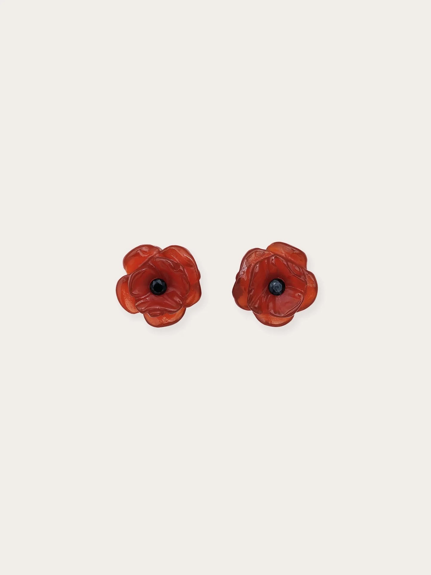 Carved Poppy Necklace and Earrings Set
