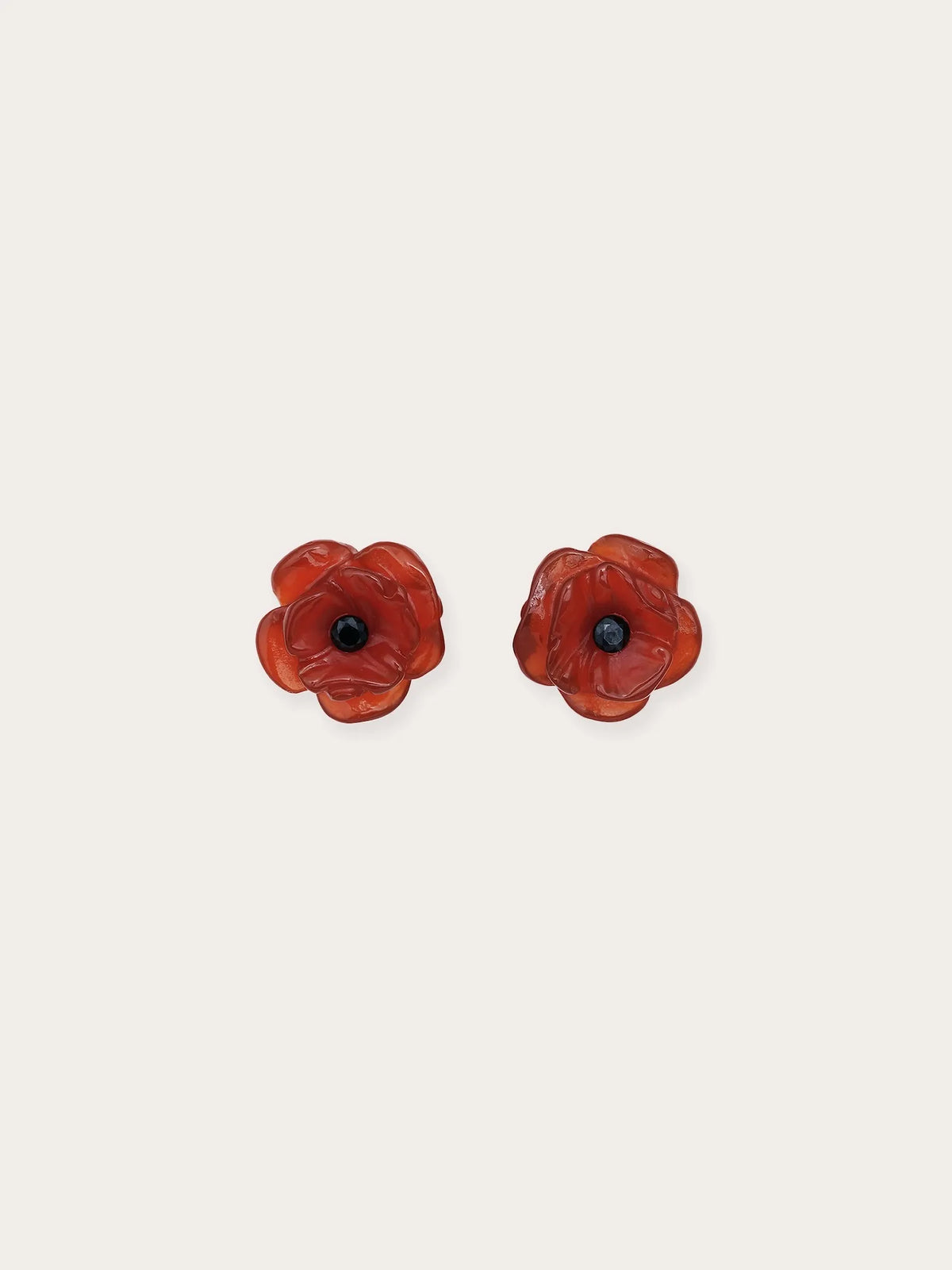 Carved Poppy Necklace and Earrings Set