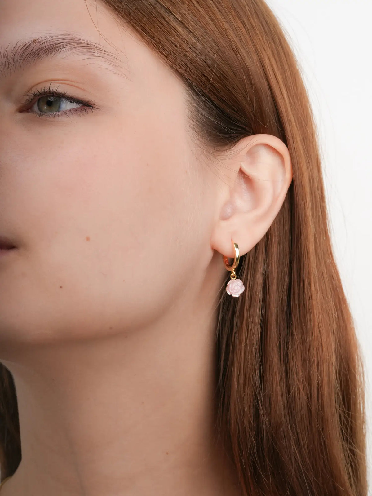 Carved Rose Huggie Earrings 18K Gold (2) – Mondays Made Flower & Birthstone Jewelry Singapore