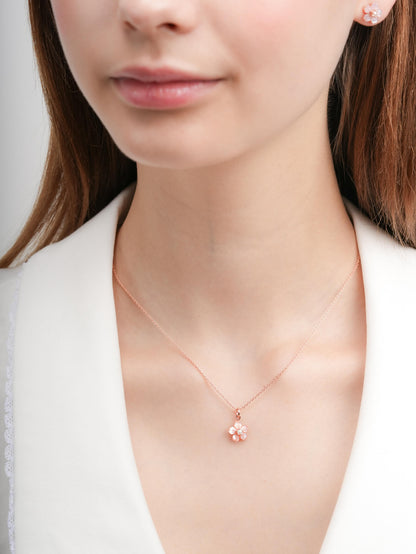 Carved Sakura Necklace 18K Rose Gold (2) – Mondays Made Flower & Birthstone Jewelry Singapore