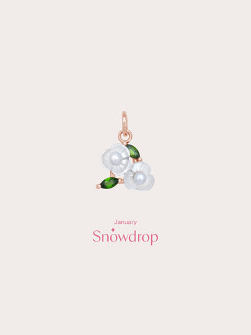 Carved Snowdrop Cluster Charm 18K Rose Gold (4) – Mondays Made Flower & Birthstone Jewelry Singapore