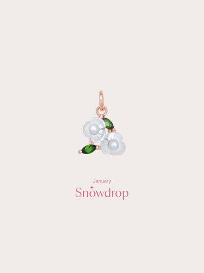 Carved Snowdrop Cluster Charm 18K Rose Gold (4) – Mondays Made Flower & Birthstone Jewelry Singapore