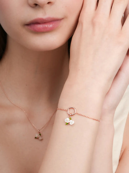 Carved Snowdrop Cluster Charm 18K Rose Gold (2) – Mondays Made Flower & Birthstone Jewelry Singapore