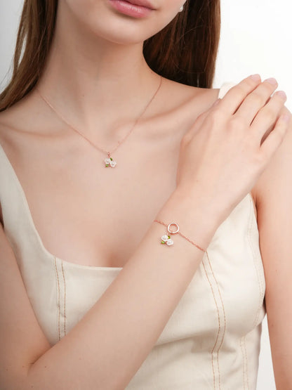Carved Snowdrop Cluster Charm 18K Rose Gold (3) – Mondays Made Flower & Birthstone Jewelry Singapore