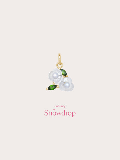 Carved Snowdrop Cluster Charm 18K Gold (3) – Mondays Made Flower & Birthstone Jewelry Singapore