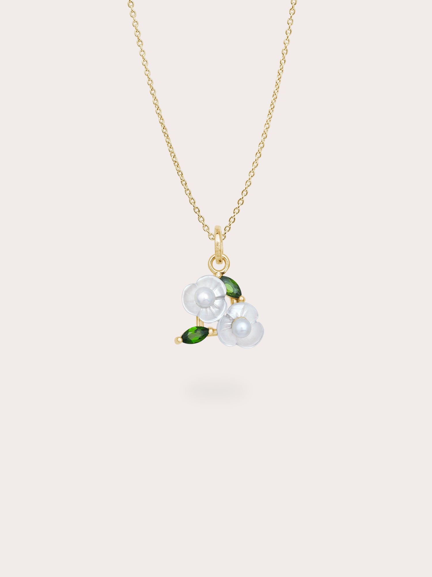 Carved Snowdrop Cluster Necklace 18K Gold (6) – Mondays Made Flower & Birthstone Jewelry Singapore