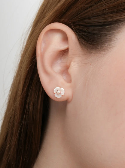 Carved Snowdrop Drop Earrings 18K Rose Gold (4) – Mondays Made Flower & Birthstone Jewelry Singapore