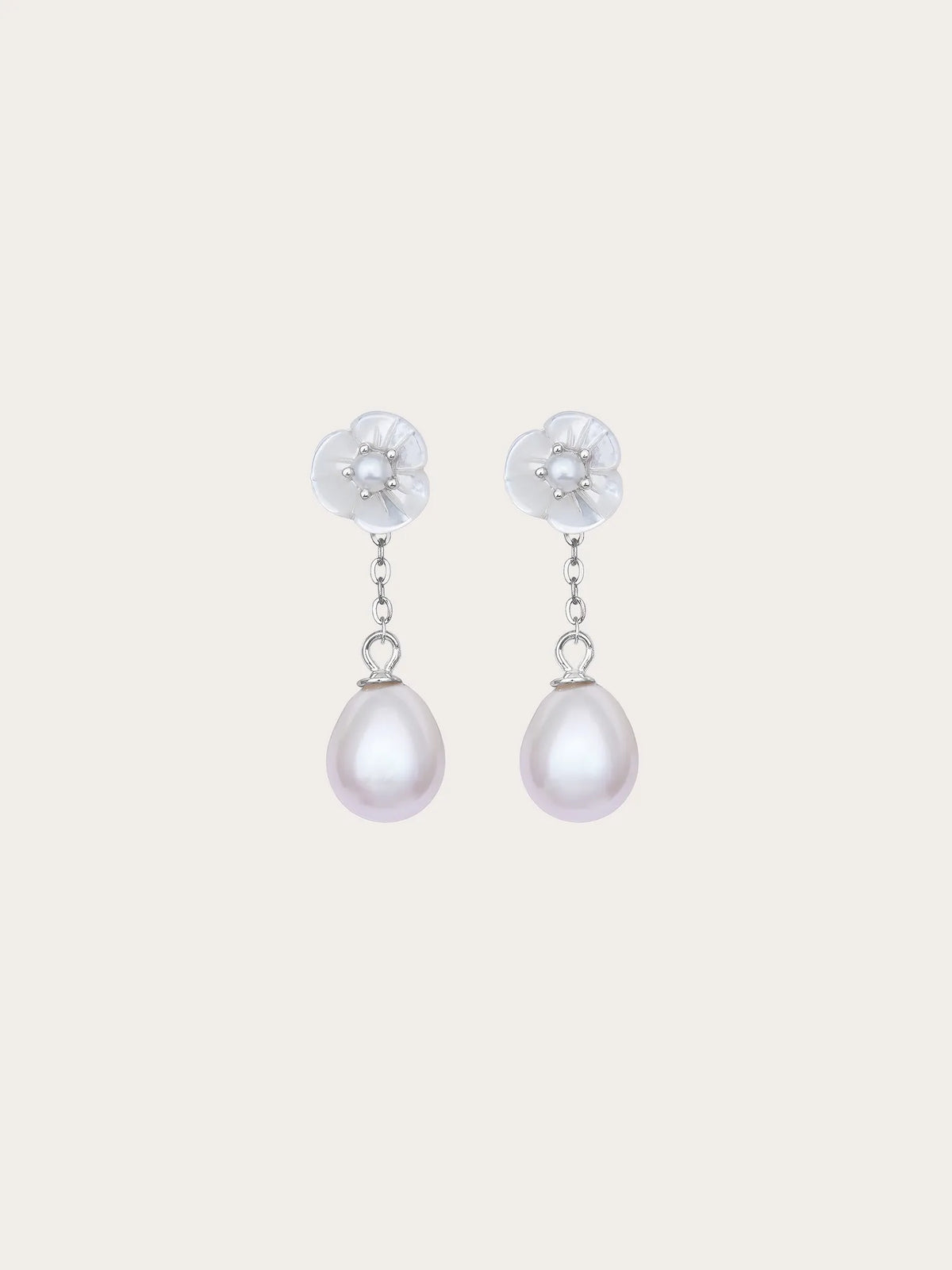 Carved Snowdrop Necklace and Earrings Set