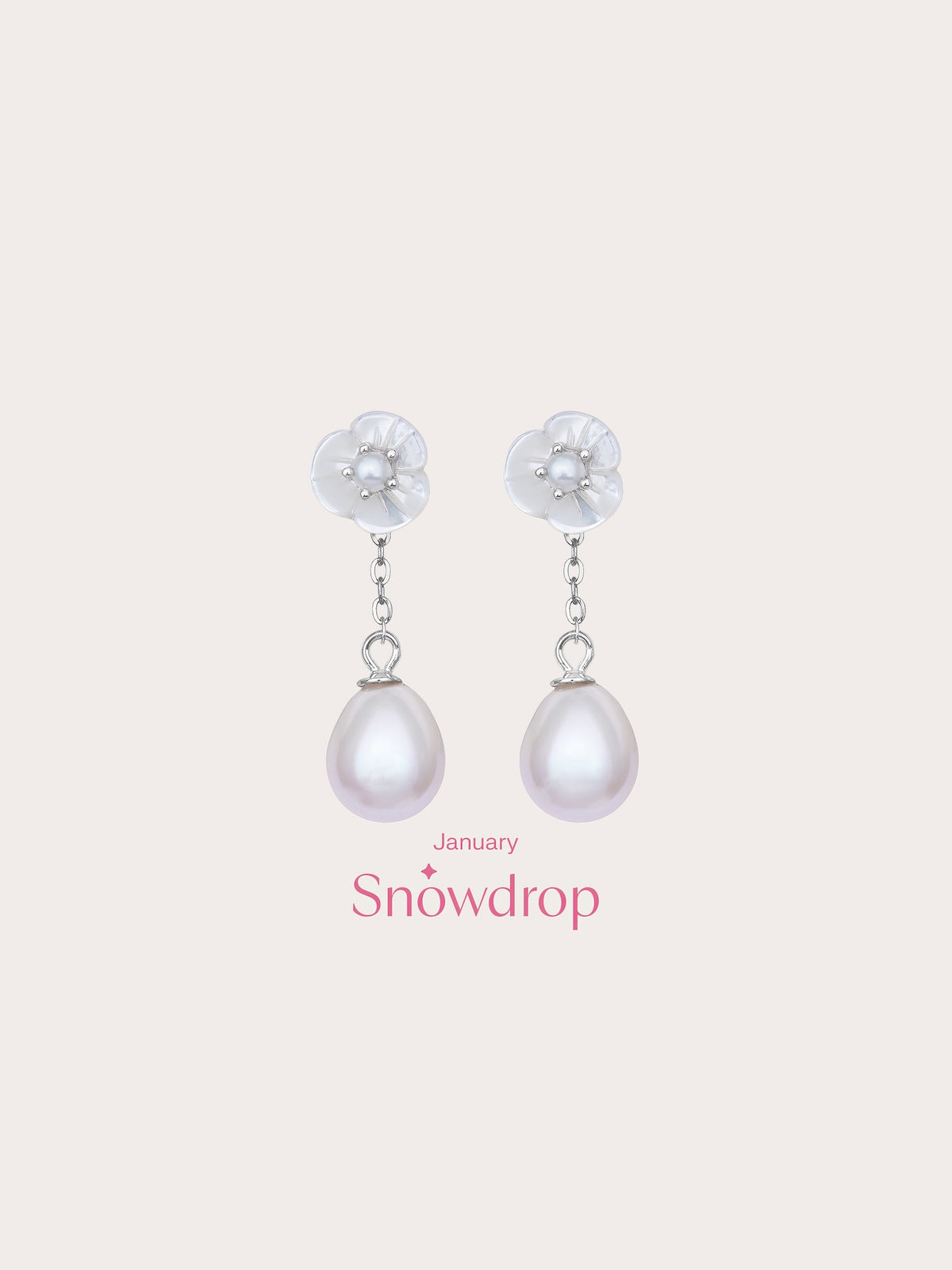Carved Snowdrop Drop Earrings S925 Silver Rhodium (7) – Mondays Made Flower & Birthstone Jewelry Singapore