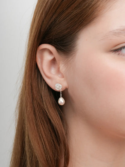 Carved Snowdrop Drop Earrings S925 Silver Rhodium (4) – Mondays Made Flower & Birthstone Jewelry Singapore